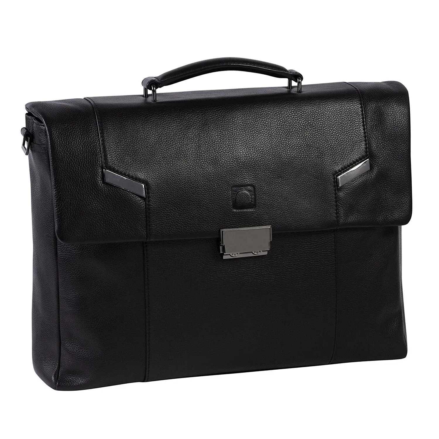 DELSEY Paris Haussmann Leather 14 Laptop Double Compartment Flapover Briefcase Bags Delsey-Paris