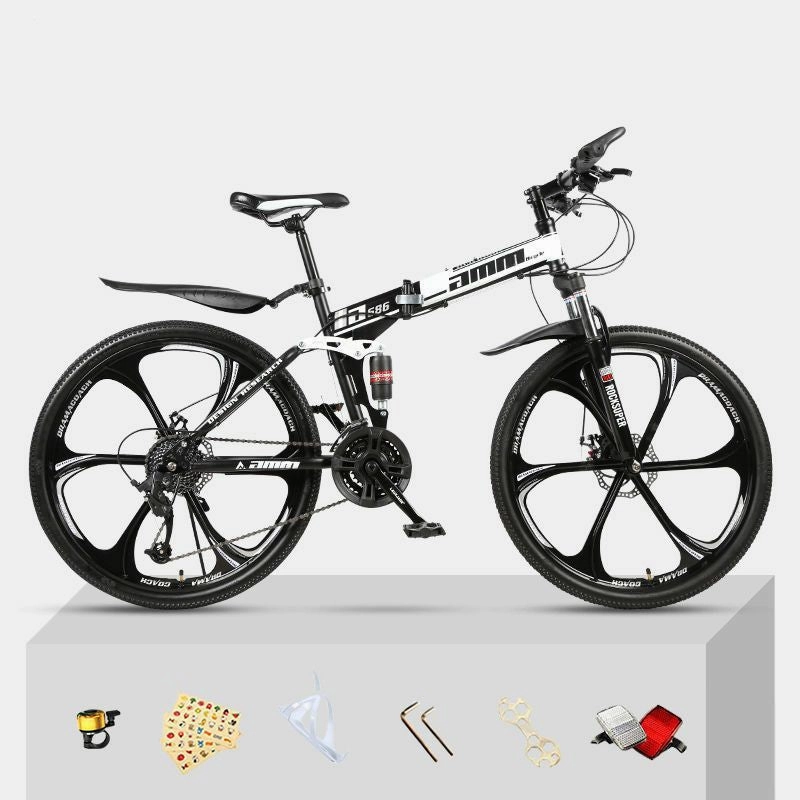Dual Shock Absorbing Folding Mountain Bike – Versatile Off-road Bike for Students and Commuters