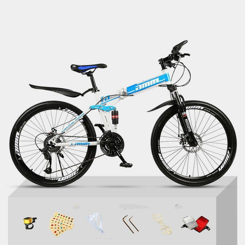Dual Shock Absorbing Folding Mountain Bike – Versatile Off-road Bike for Students and Commuters