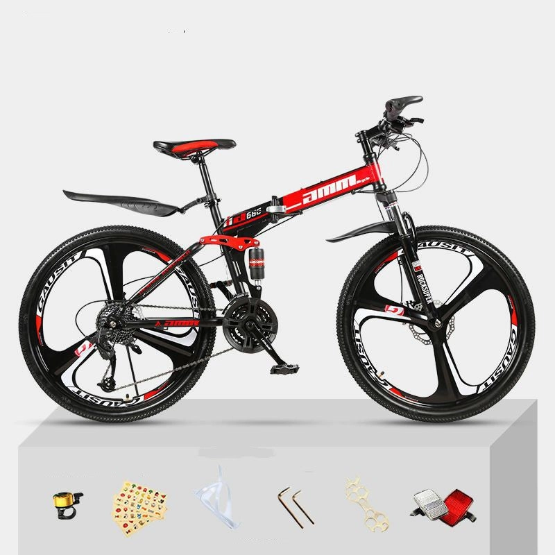 Dual Shock Absorbing Folding Mountain Bike – Versatile Off-road Bike for Students and Commuters