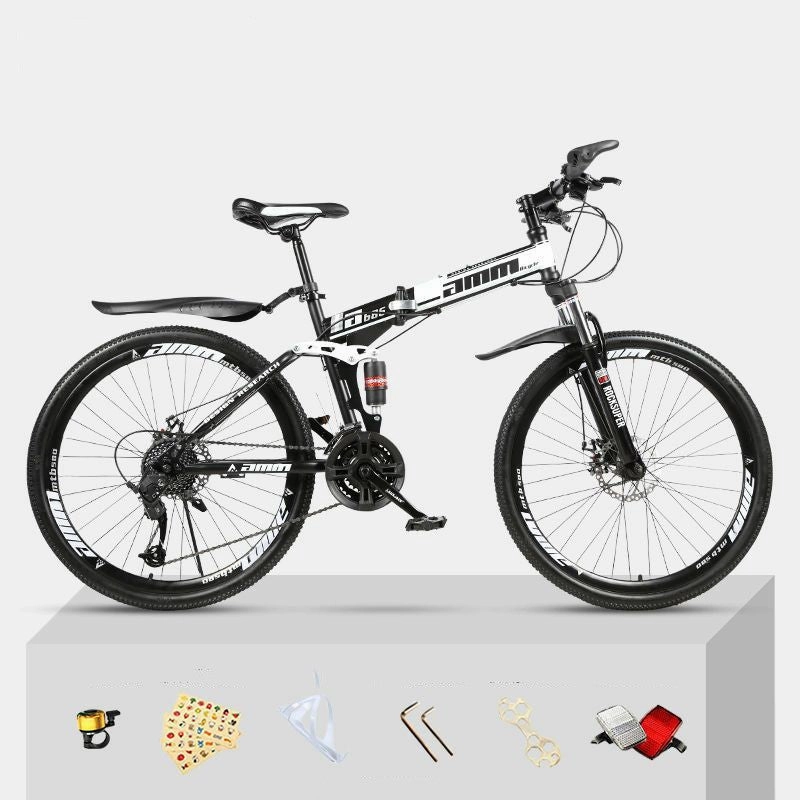 Dual Shock Absorbing Folding Mountain Bike – Versatile Off-road Bike for Students and Commuters