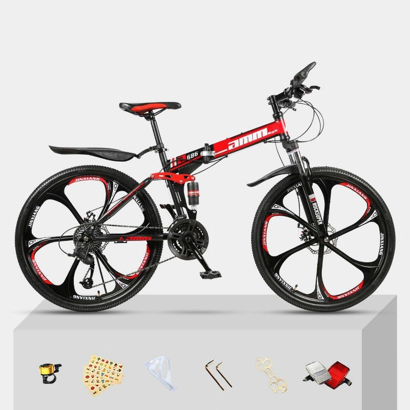 Dual Shock Absorbing Folding Mountain Bike – Versatile Off-road Bike for Students and Commuters