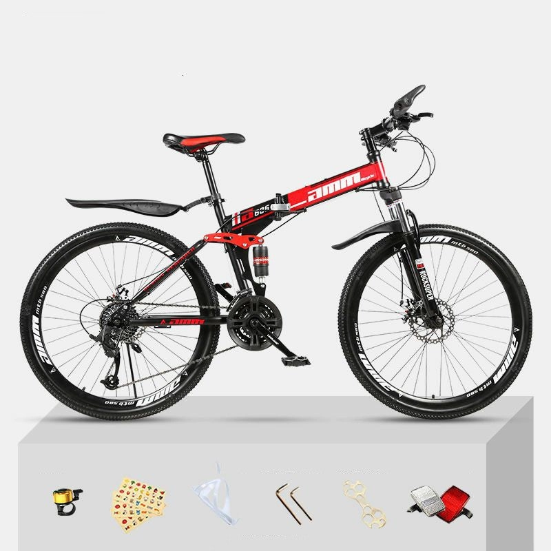 Dual Shock Absorbing Folding Mountain Bike – Versatile Off-road Bike for Students and Commuters