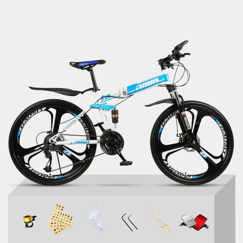 Dual Shock Absorbing Folding Mountain Bike – Versatile Off-road Bike for Students and Commuters