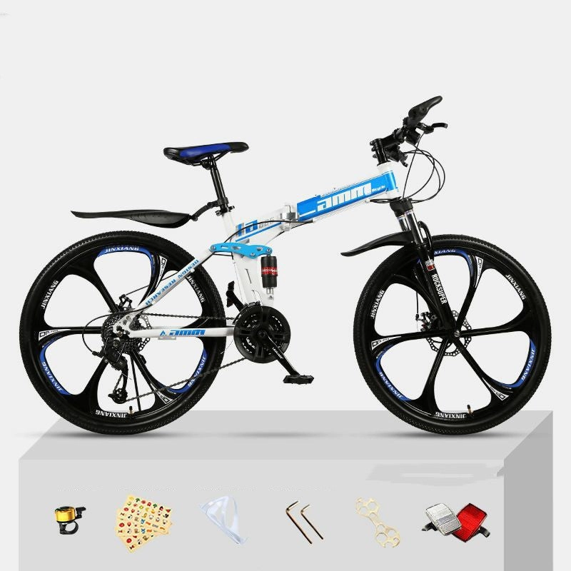 Dual Shock Absorbing Folding Mountain Bike – Versatile Off-road Bike for Students and Commuters