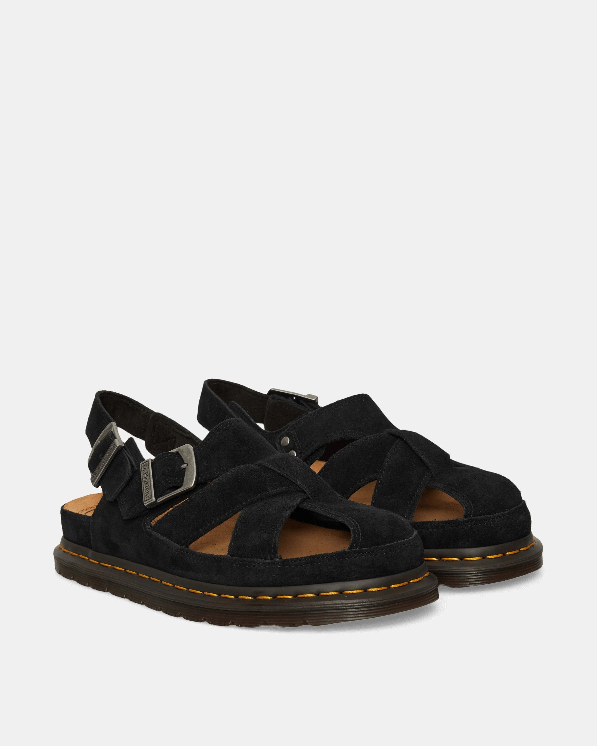 Fisherman Suede Sandals Black Smooth Leather Boots