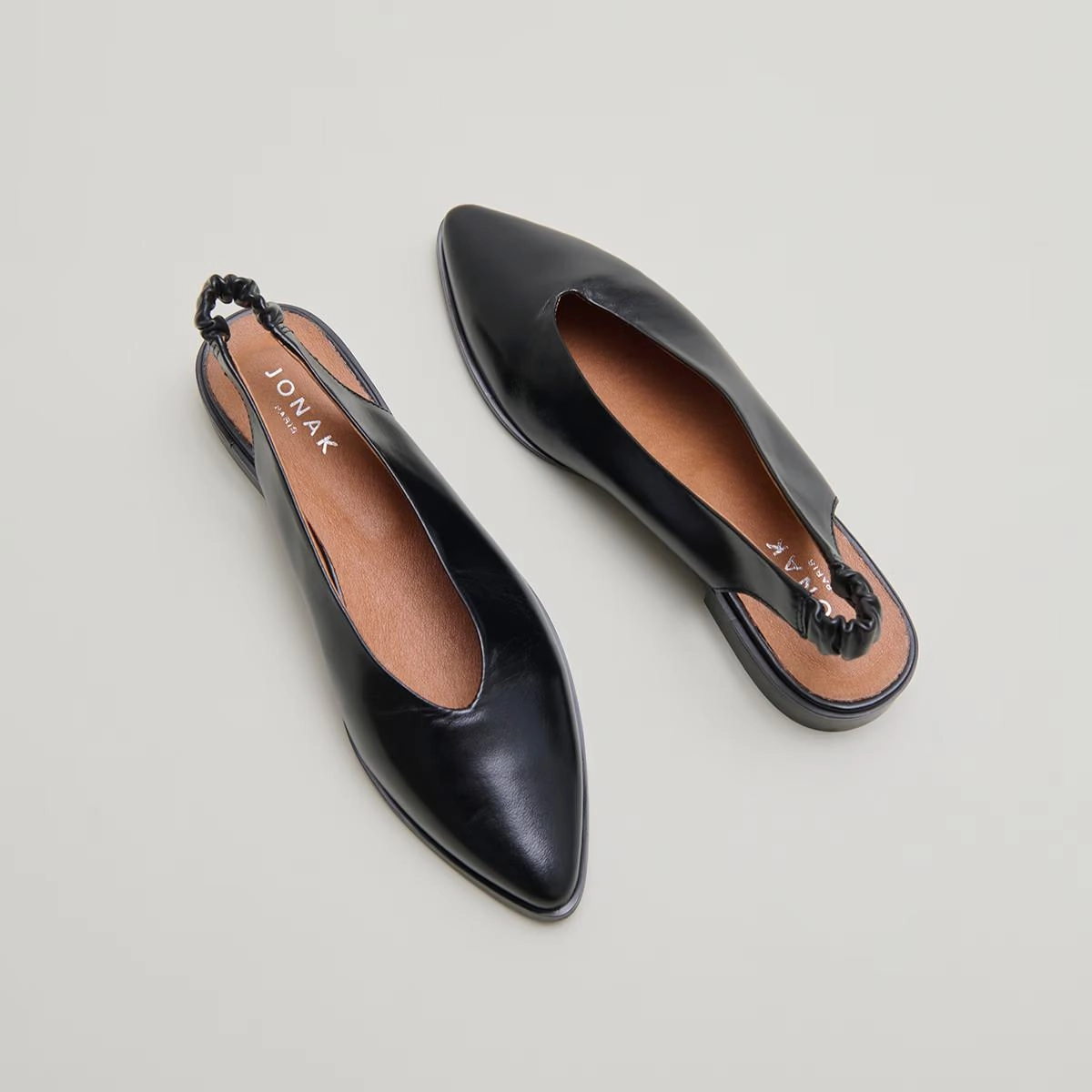 Flat Acajou Cuir Noir Stylish Footwear