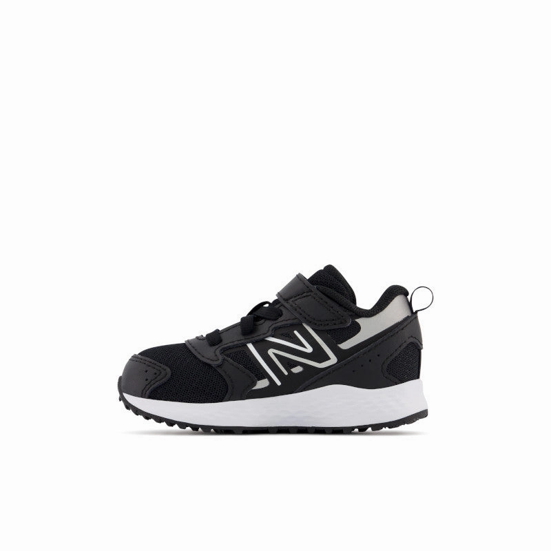 Fresh Foam 650 Bungee Lace with Top Strap - Black with Metallic Silver and White - Kids New Balance lifestyle shoes