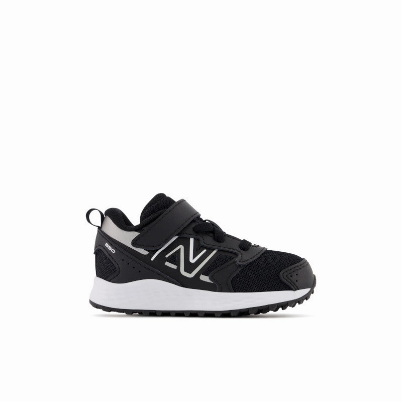 Fresh Foam 650 Bungee Lace with Top Strap - Black with Metallic Silver and White - Kids New Balance lifestyle shoes
