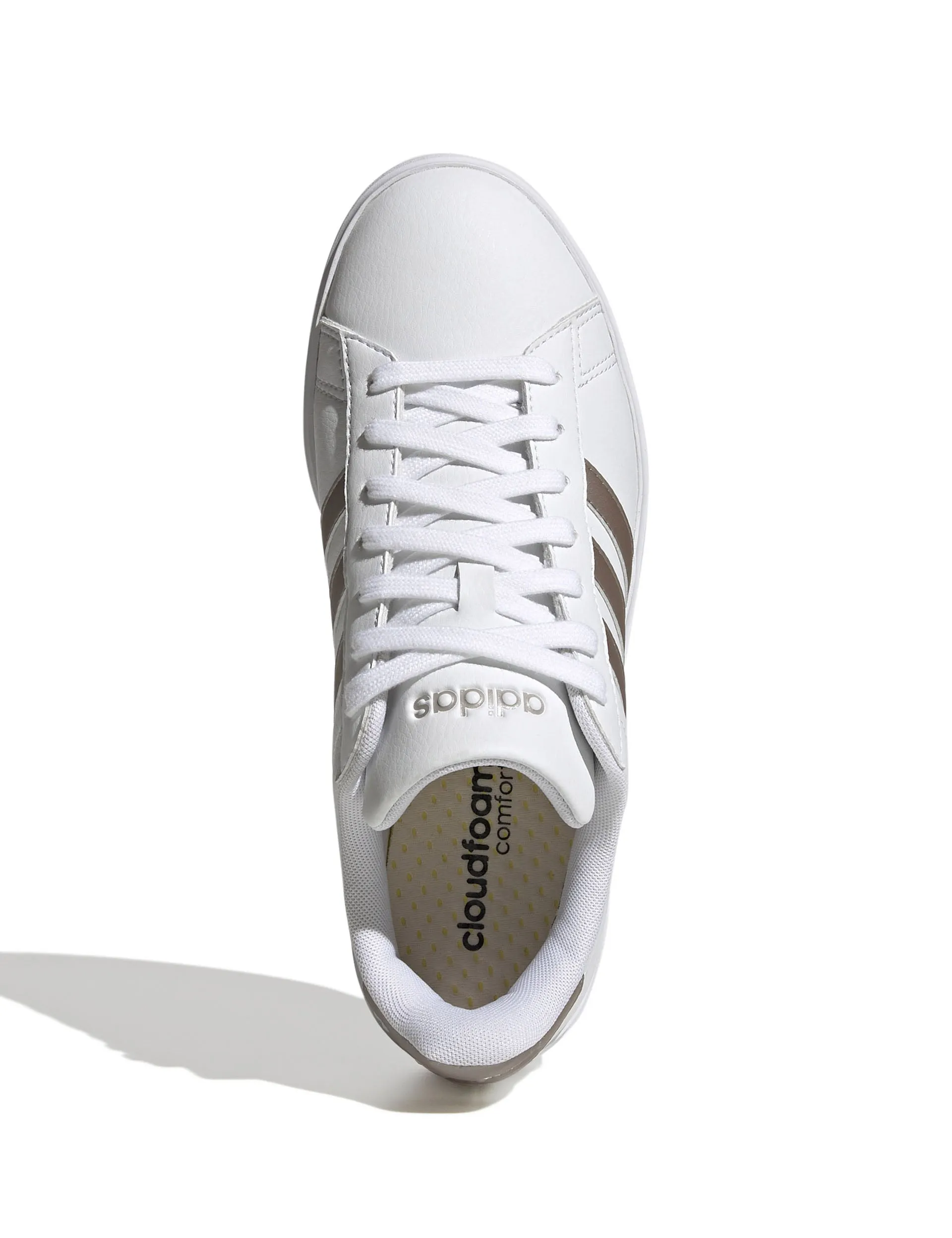 Grand Court 2.0 Shoes - Cloud White/Platinum Metallic Adidas trendy casual shoe styles