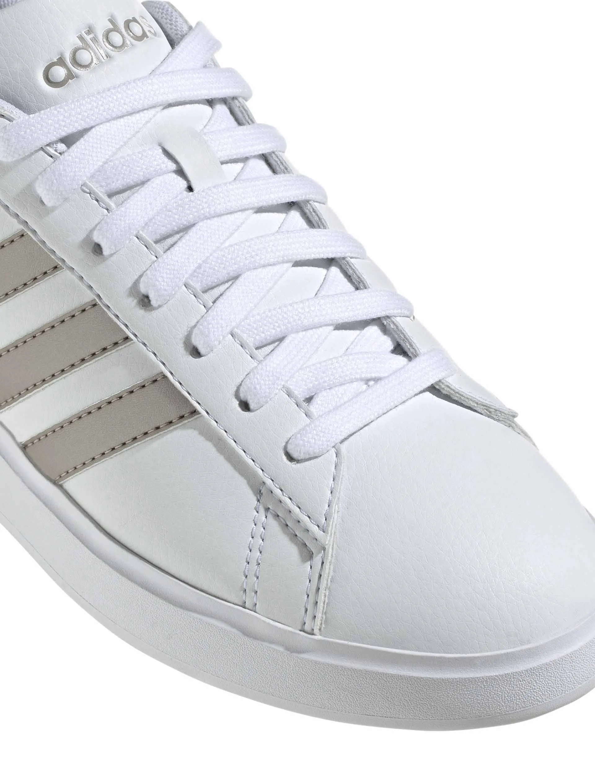 Grand Court 2.0 Shoes - Cloud White/Platinum Metallic Adidas trendy casual shoe styles