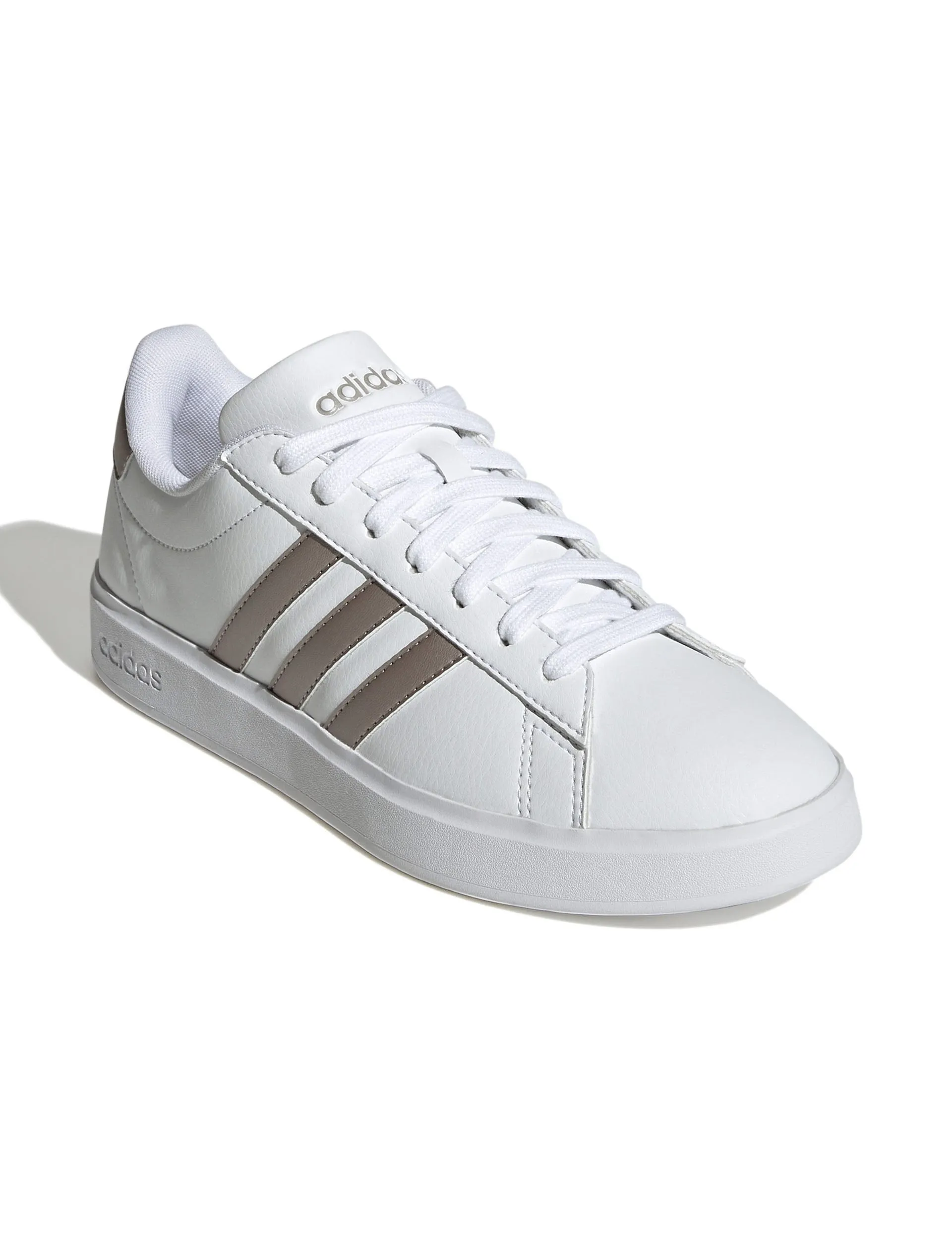 Grand Court 2.0 Shoes - Cloud White/Platinum Metallic Adidas trendy casual shoe styles