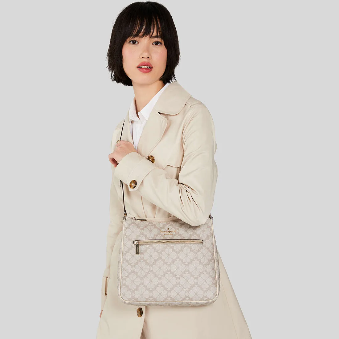 Kate Spade Bags KATE SPADE Signature Spade Flower Swingpack Crossbody Bag Dark Beige Multi KG481