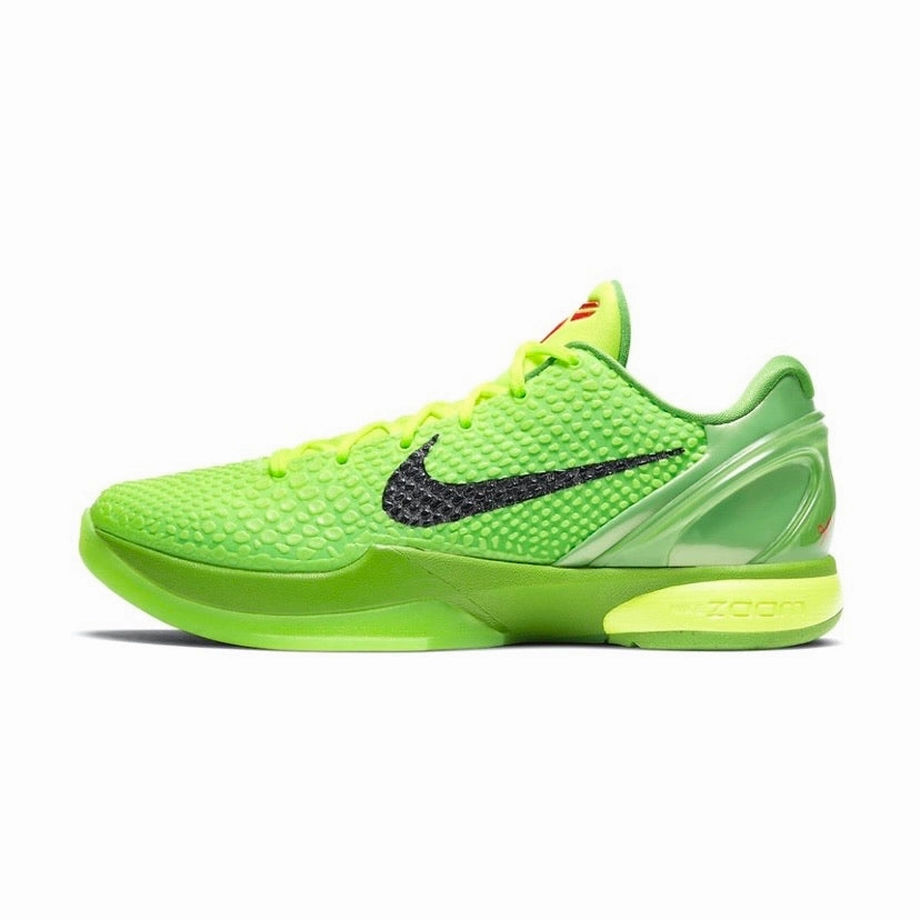 Kobe 6 Protro Grinch Apple Green Black Volt Crimson Modern Sneakers