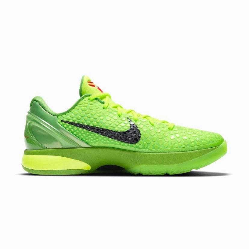 Kobe 6 Protro Grinch Apple Green Black Volt Crimson Modern Sneakers