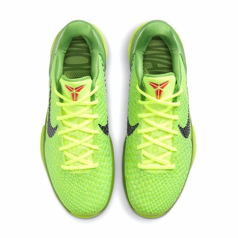 Kobe 6 Protro Grinch Apple Green Black Volt Crimson Modern Sneakers