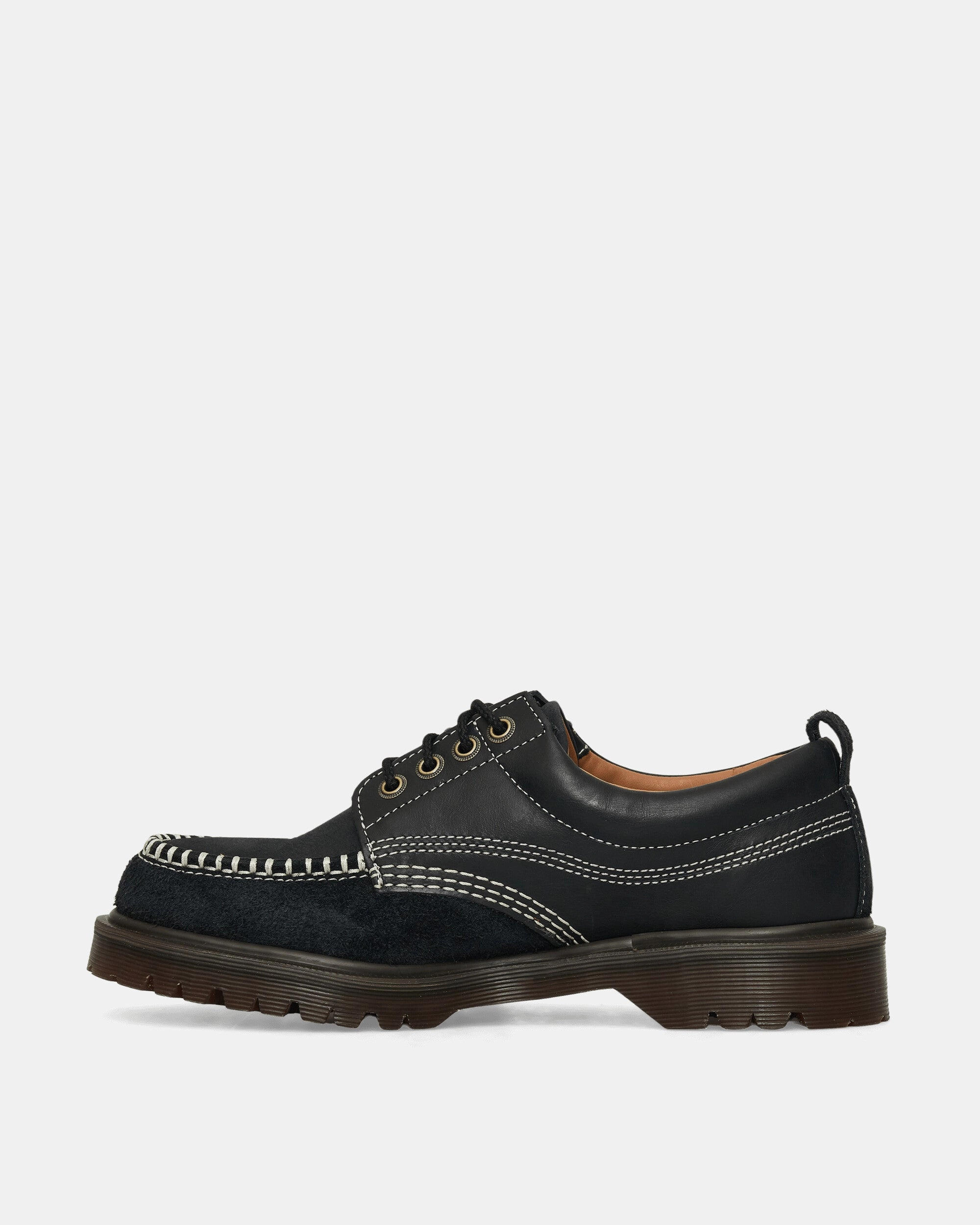 Lowell Analine Leather Moc Toe Shoes Black Smooth Leather Boots