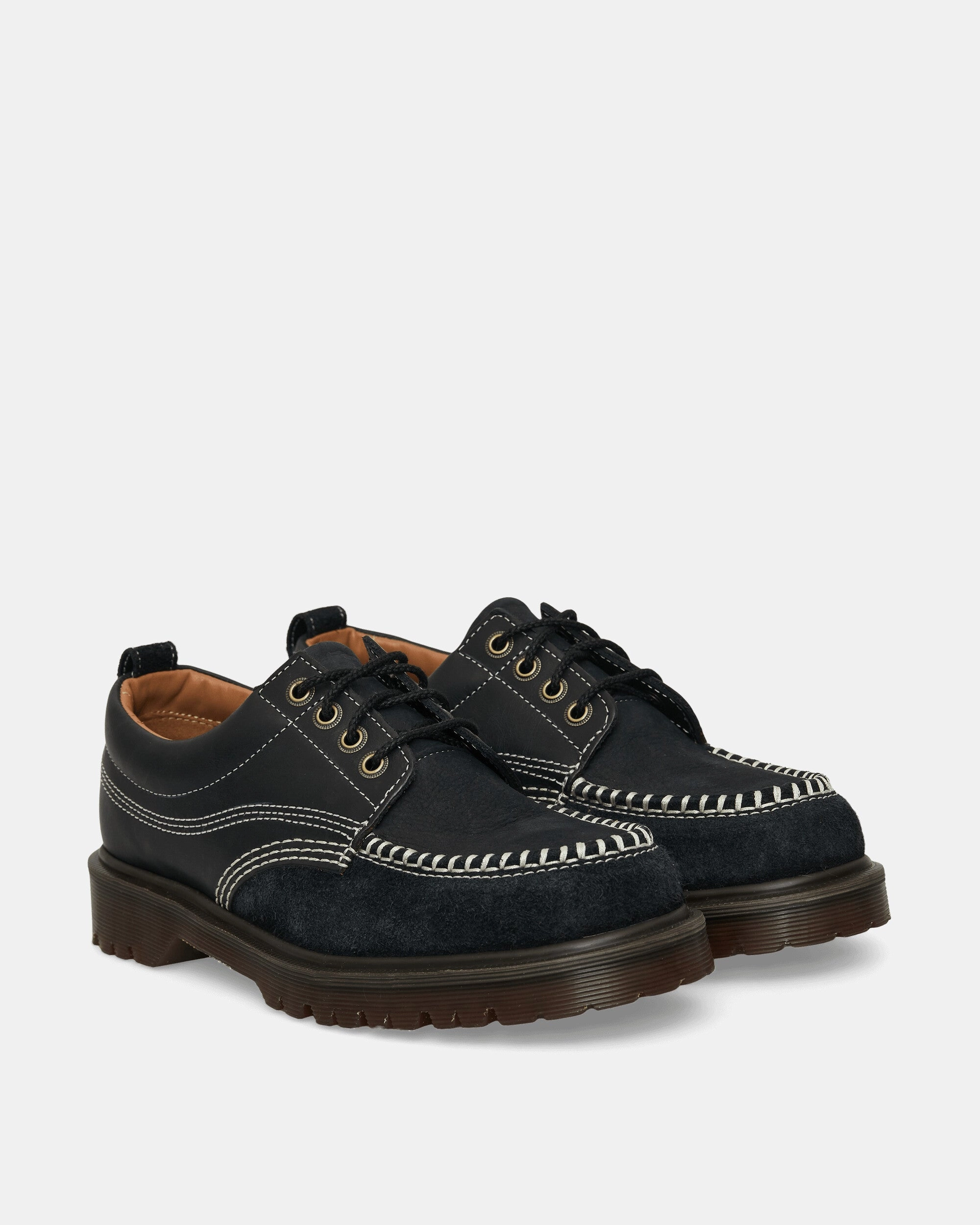 Lowell Analine Leather Moc Toe Shoes Black Smooth Leather Boots