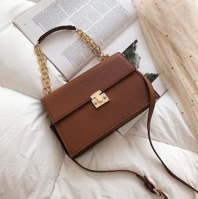 Luxury Brand Handbag 2020 Fashion New High Quality PU Leather Women's Handbag Large Tote bag Lock Chain Shoulder Messenger Bags Fashion Nova Bags