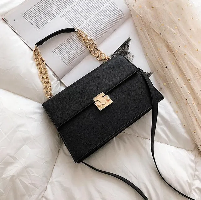 Luxury Brand Handbag 2020 Fashion New High Quality PU Leather Women's Handbag Large Tote bag Lock Chain Shoulder Messenger Bags Fashion Nova Bags
