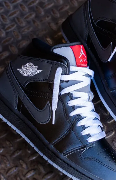 Mens Air Jordan 1 Mid SE (Black/White/Wolf Grey) Nike cutting-edge sport shoes