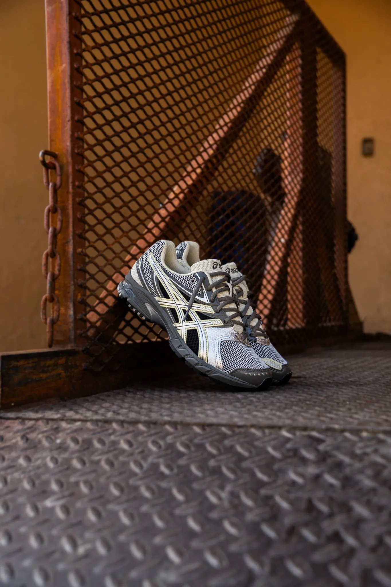 Mens Asics Gel-DS Trainer 14 (Truffle Grey/Pure Silver) running shoe close-up shots
