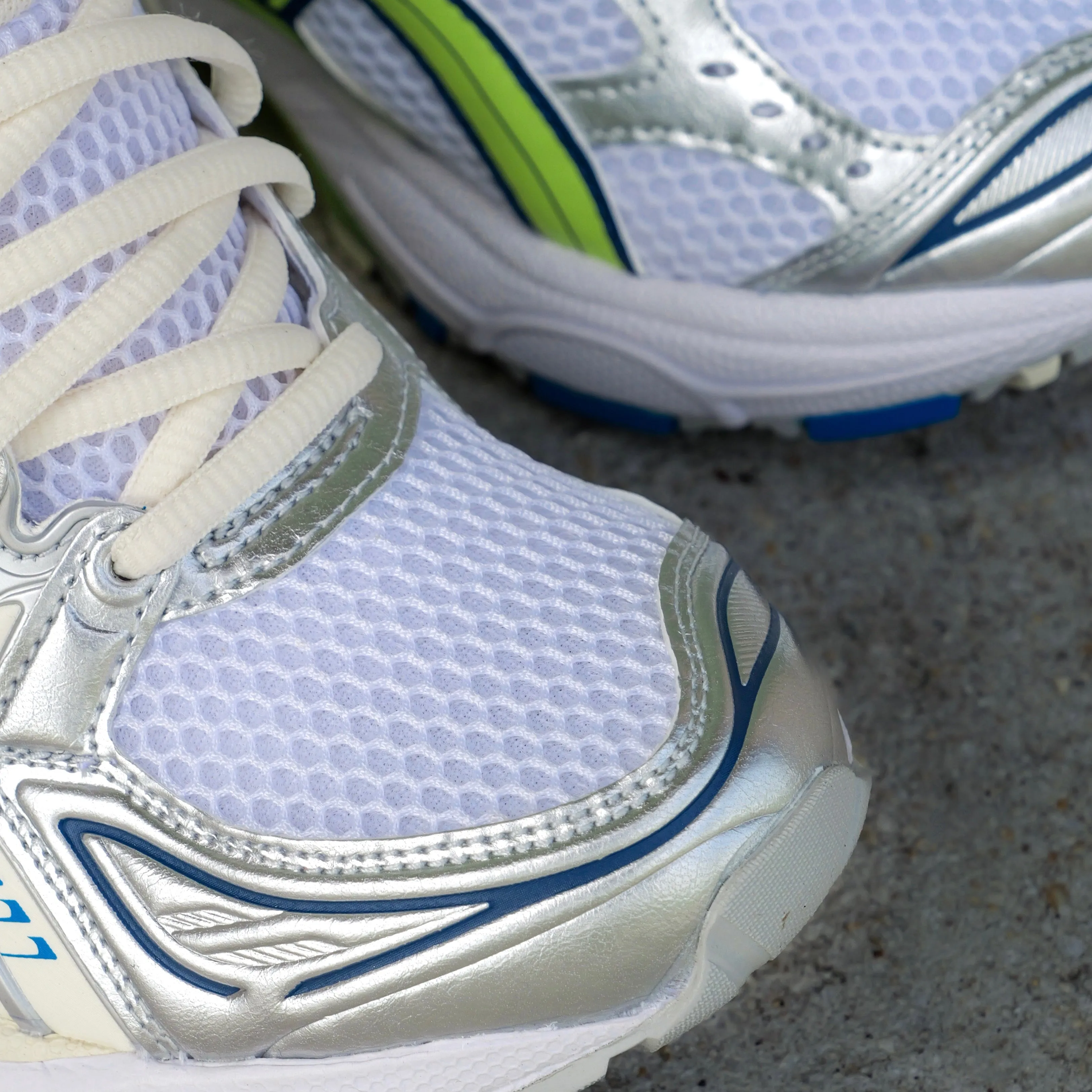 Mens Asics Gel-Kayano 14 (White/Lime Green) running shoe close-up shots