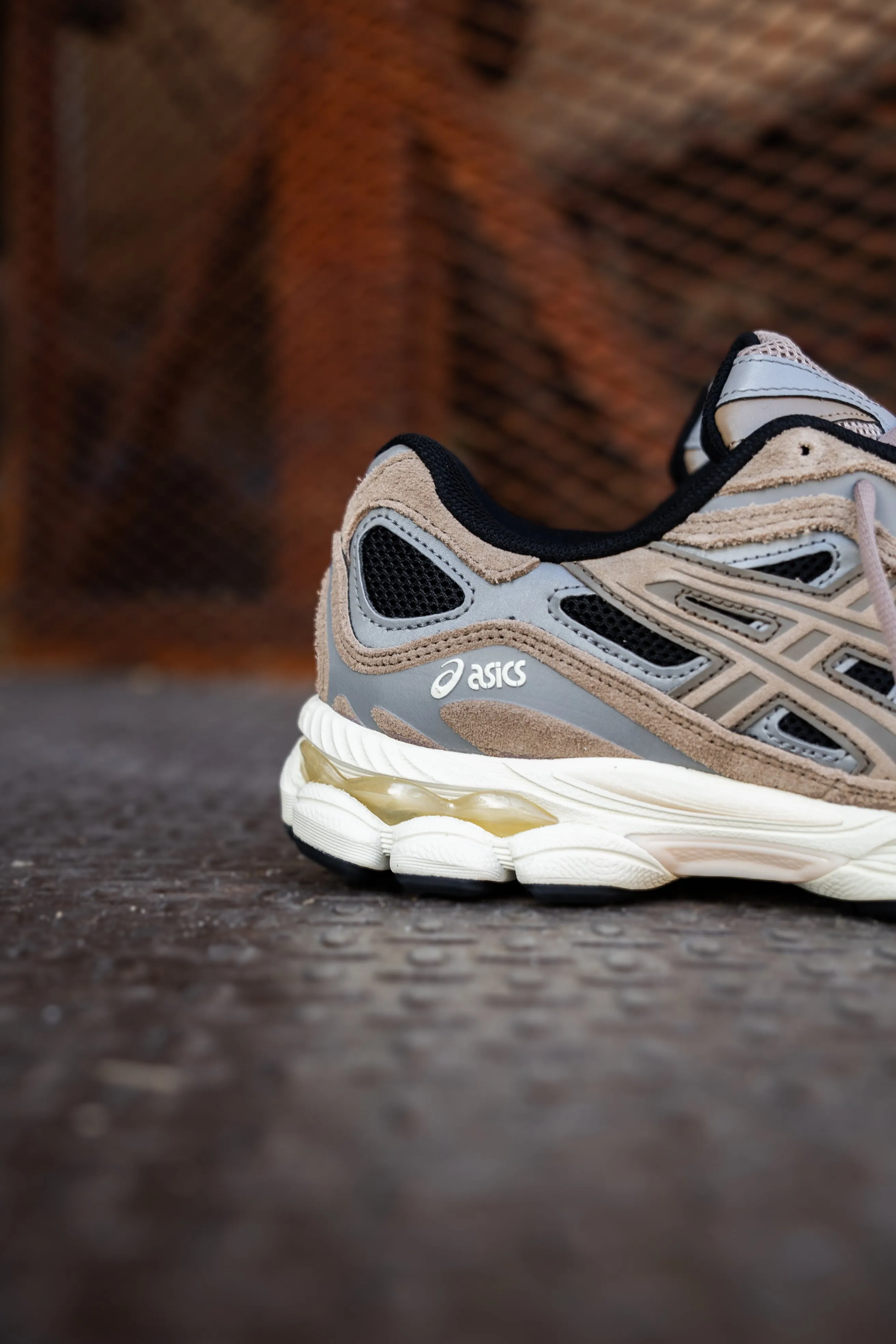 Mens Asics Gel-NYC (Black/Greige) running shoe close-up shots