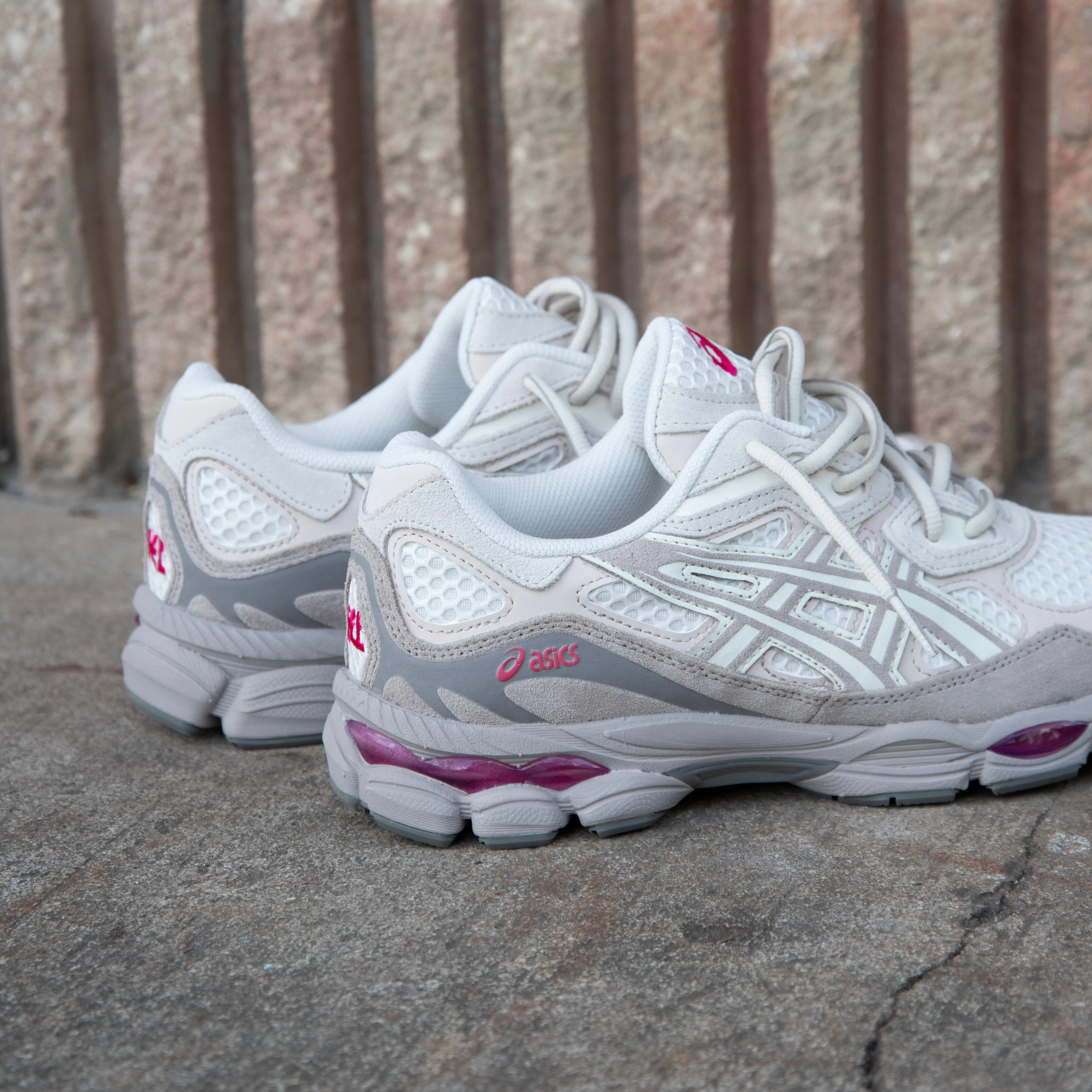 Mens Asics Gel-NYC (Cream/Moonrock) running shoe close-up shots