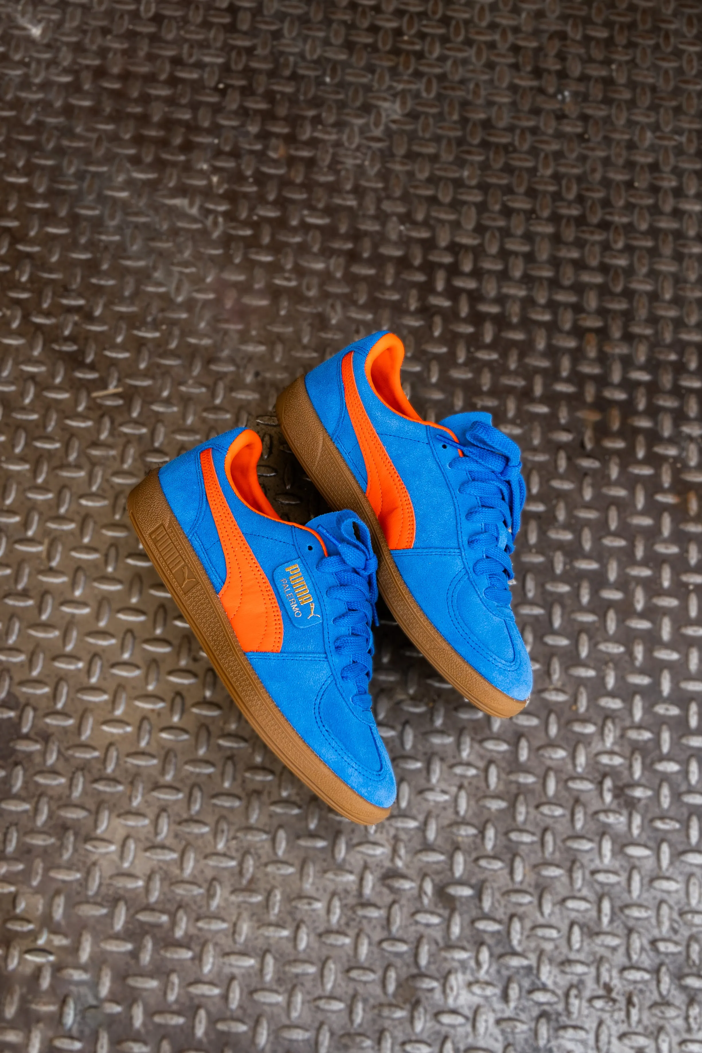 Mens Puma Palermo (Hyperlink Blue/Flame Flicker/Gum) Puma athletic shoe visuals