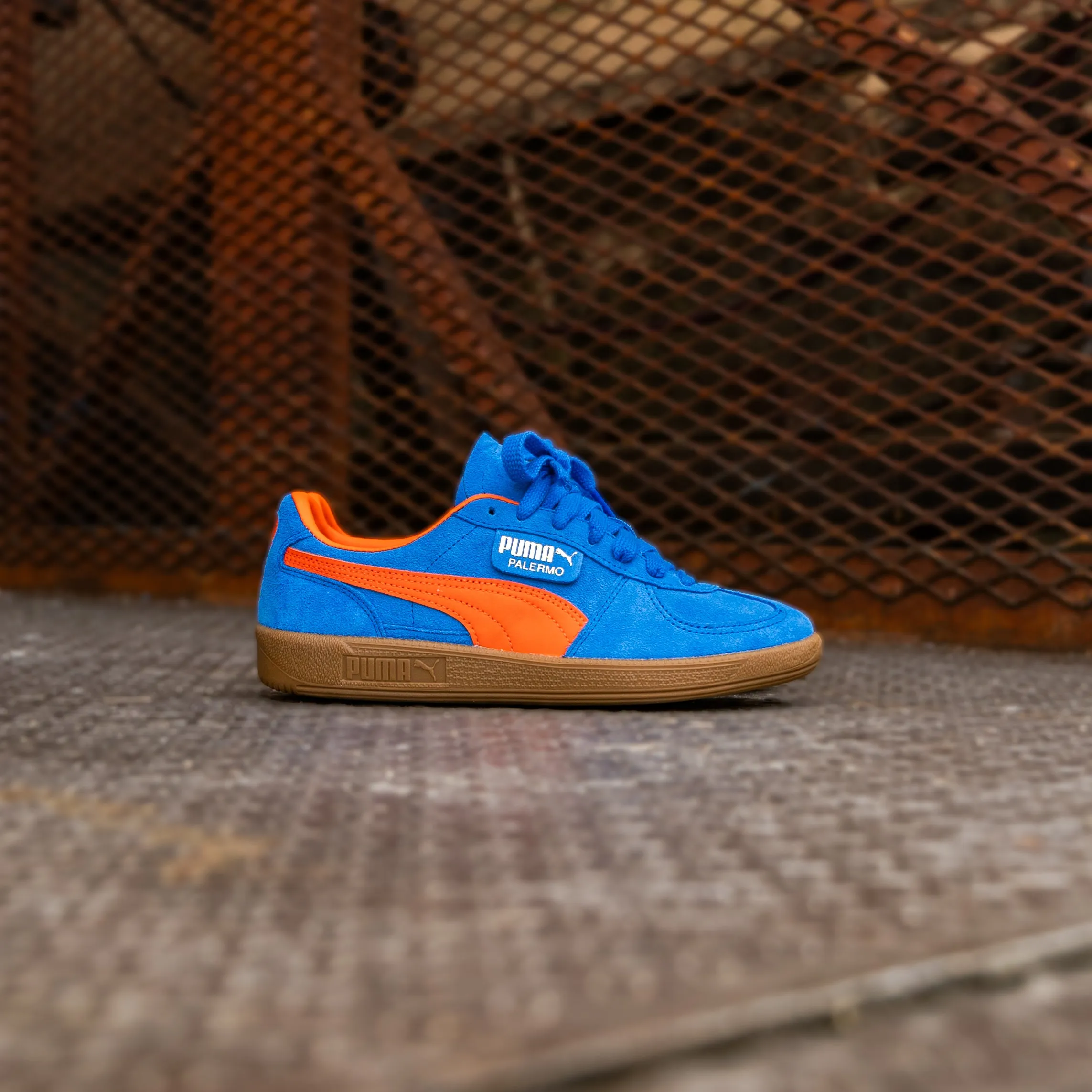 Mens Puma Palermo (Hyperlink Blue/Flame Flicker/Gum) Puma athletic shoe visuals