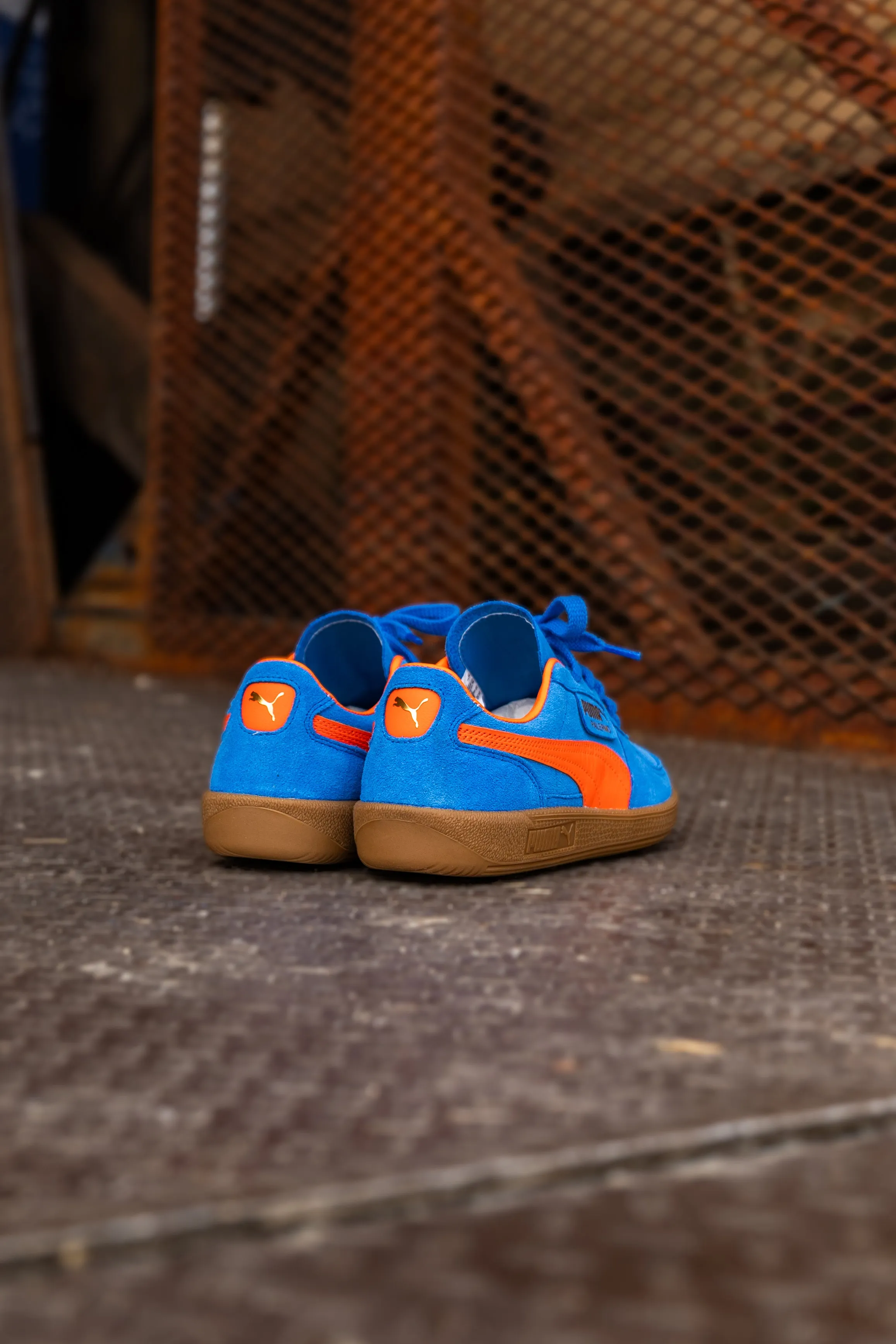 Mens Puma Palermo (Hyperlink Blue/Flame Flicker/Gum) Puma athletic shoe visuals