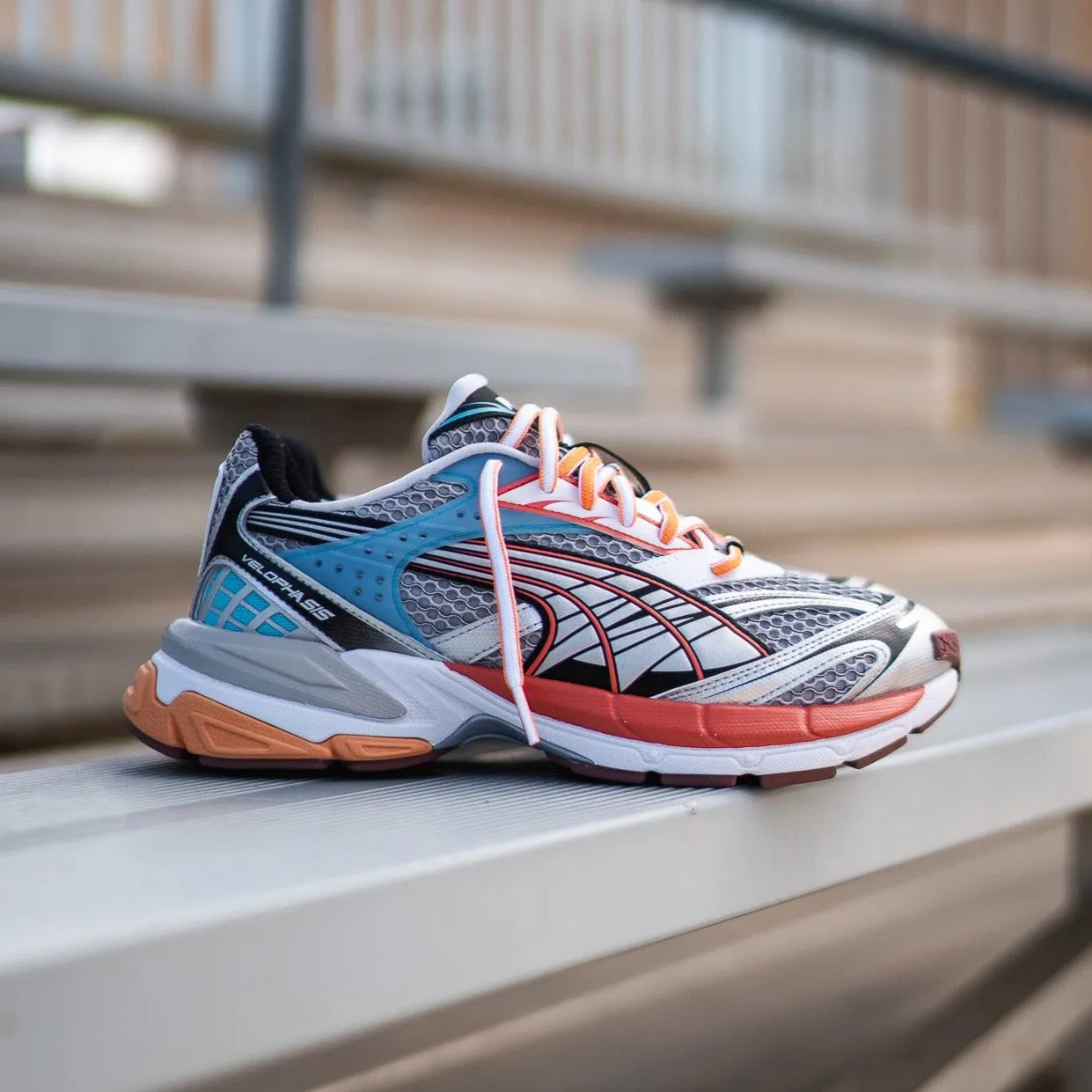 Mens Puma Velophasis Phased (Cool Grey/Chili Powder) Puma trendy footwear styles
