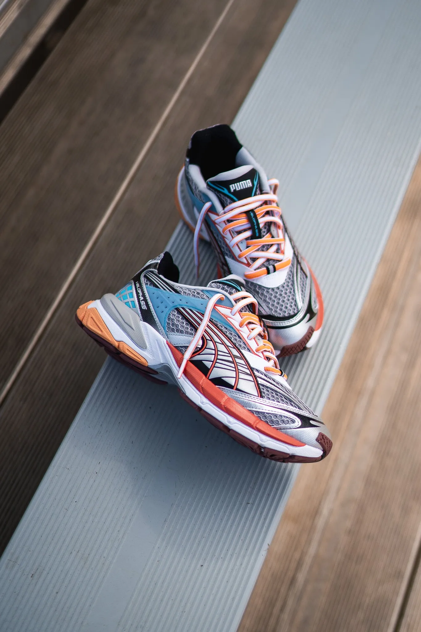 Mens Puma Velophasis Phased (Cool Grey/Chili Powder) Puma athletic shoe visuals