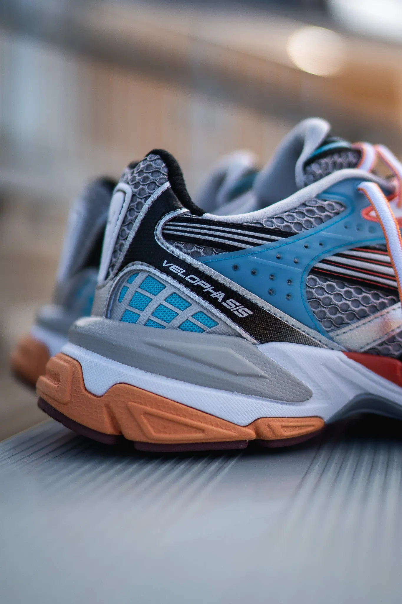 Mens Puma Velophasis Phased (Cool Grey/Chili Powder) Puma athletic shoe visuals