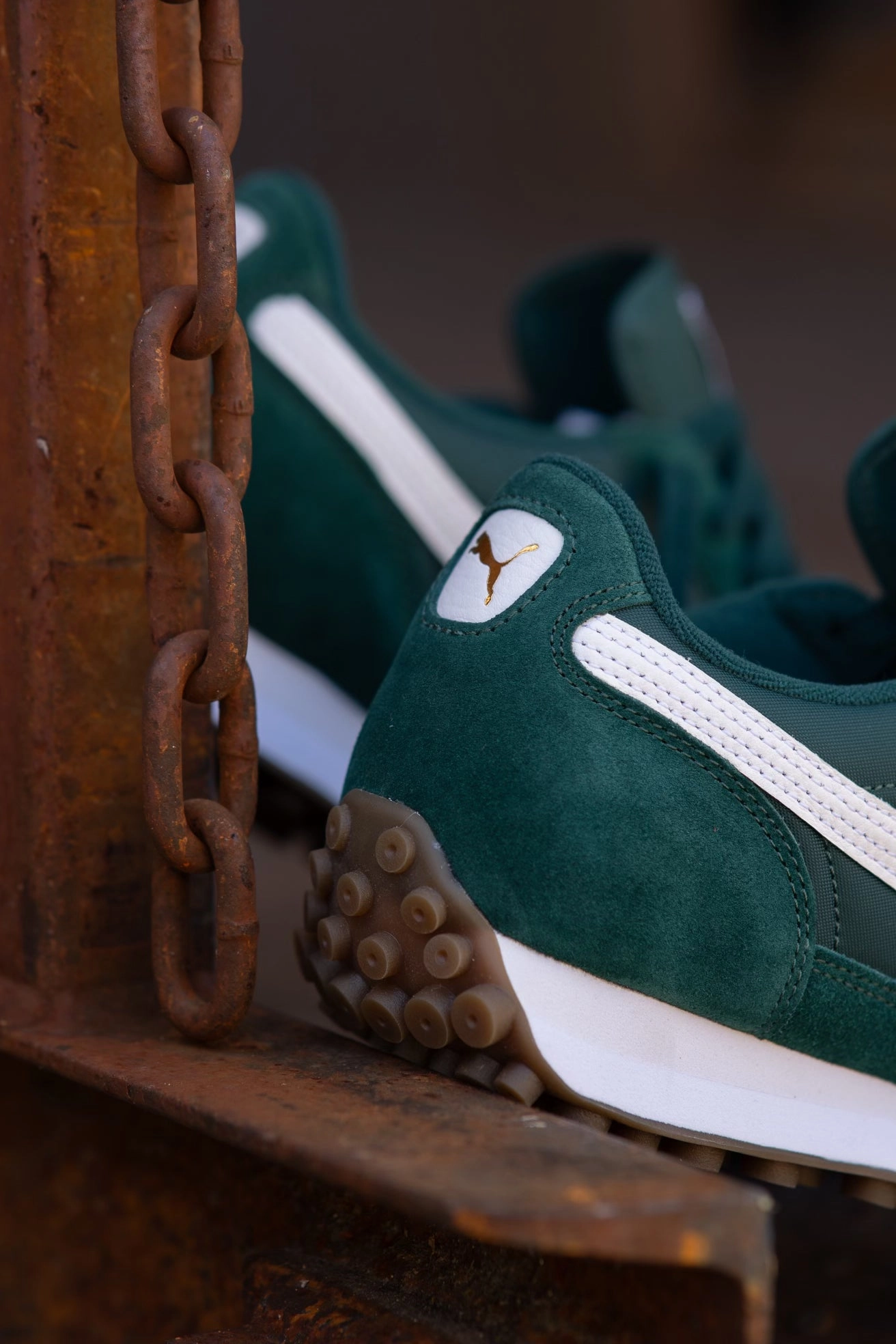 Mens Puma Easy Rider Vintage (Dark Myrtle/Puma White) Puma athletic shoe visuals