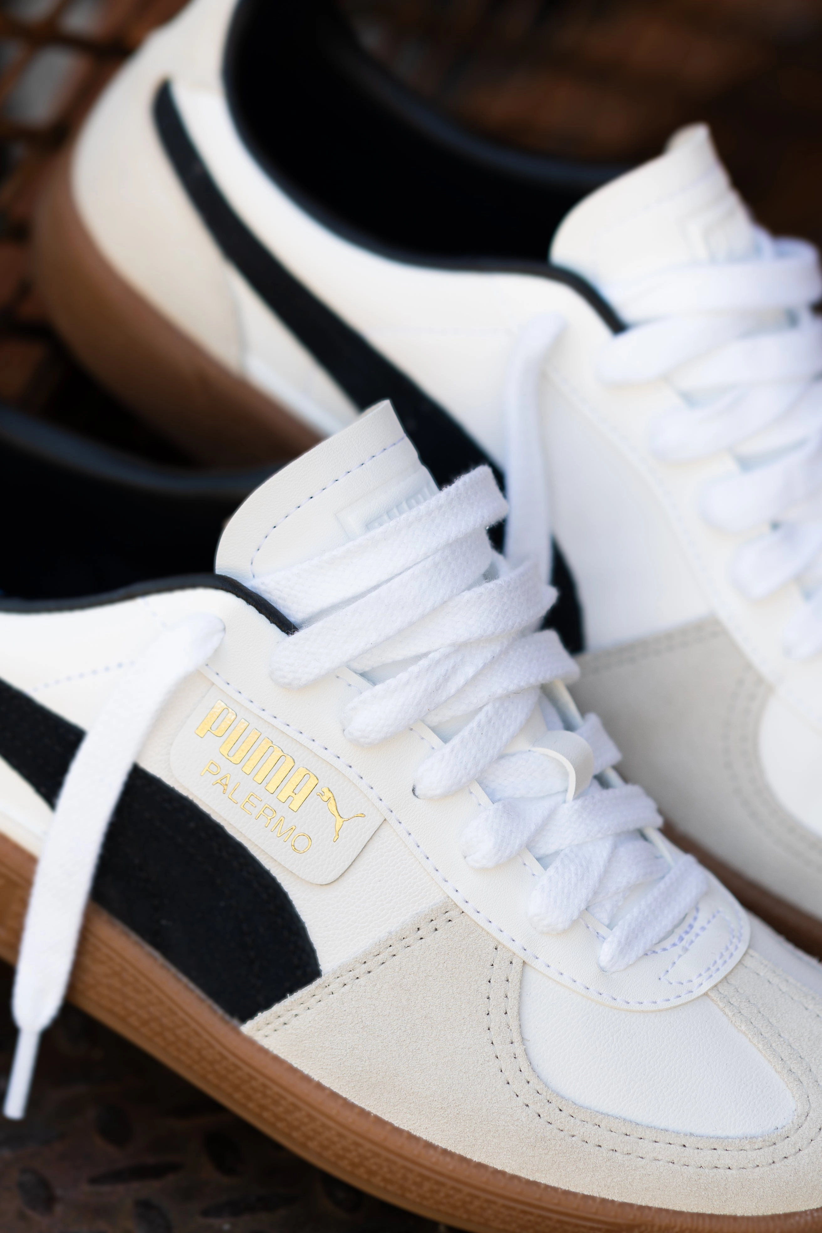 Mens Puma Palermo LTH (White/Black) Puma athletic shoe visuals