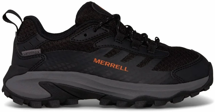 Merrell Moab Speed 2 Waterproof Childrens Walking Shoes - Black Merrell hiking shoes with durable soles