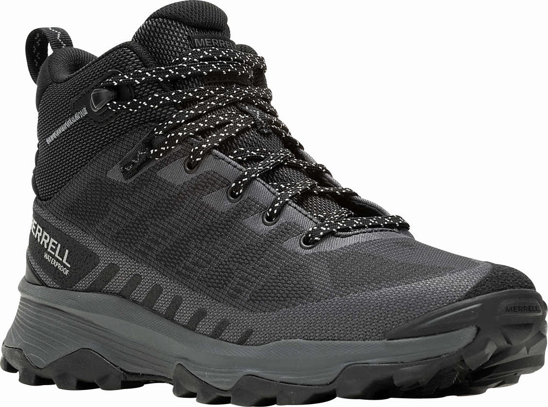 Merrell Speed Eco Mid Waterproof Mens Walking Boots - Black Hiking Footwear