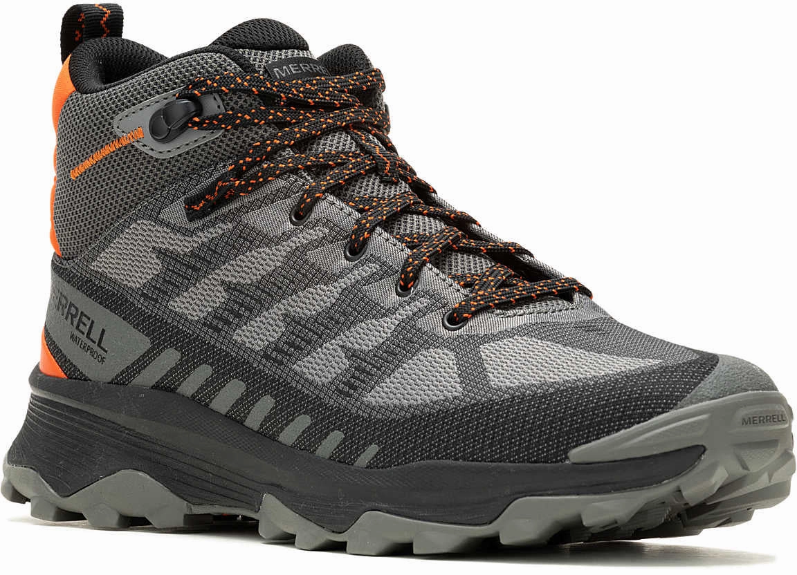 Merrell Speed Eco Mid Waterproof Mens Walking Boots - Grey Hiking Footwear