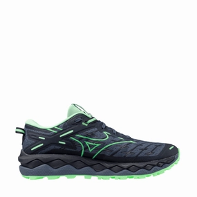 Mizuno Men's Wave Mujin 10 Running Shoes in Vintage Indigo/Neo Mint/India Ink SS25 Mizuno durable running shoes for pavement