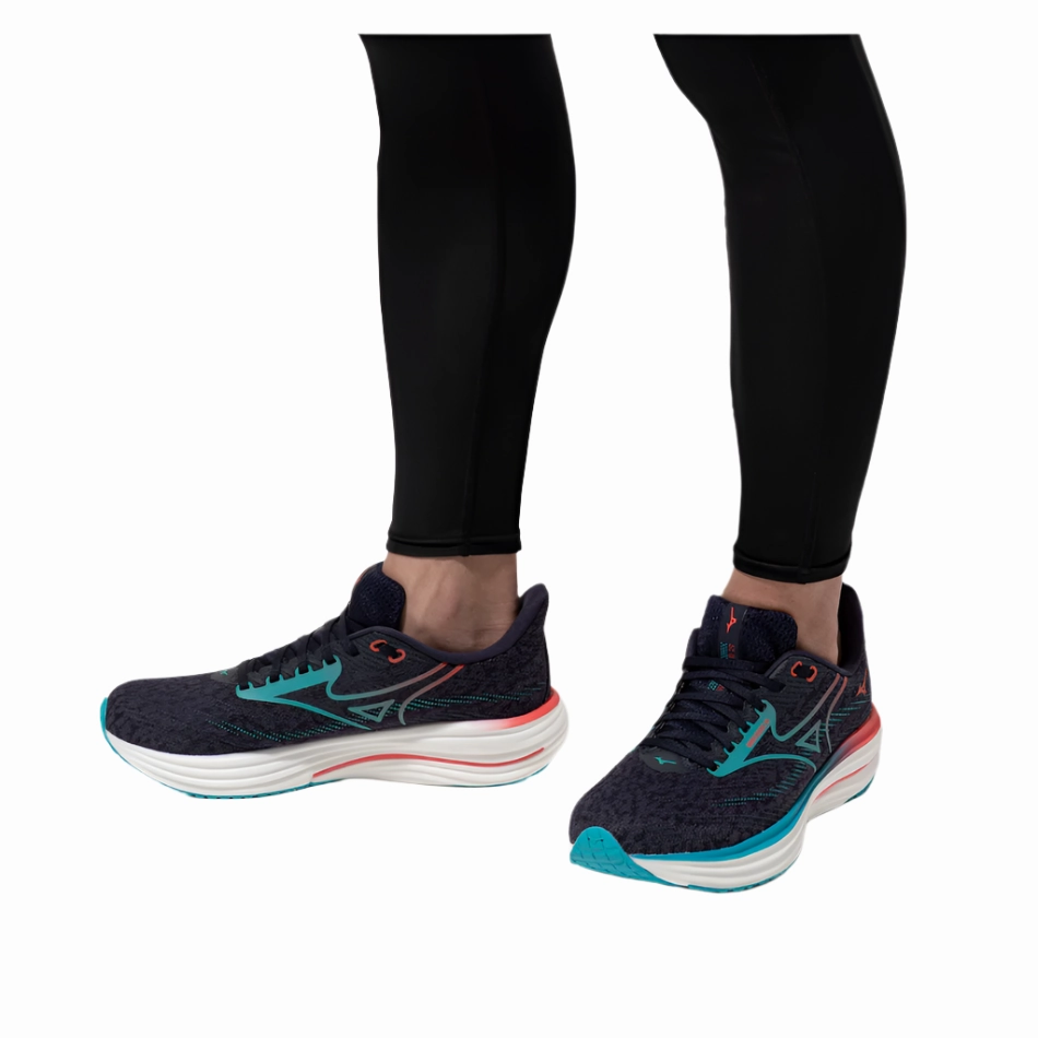 Mizuno Men's Wave Rider 29 Running Shoes in Odyssey Gray/Capri Breeze/Calypso Coral AW25 Mizuno reliable running shoes
