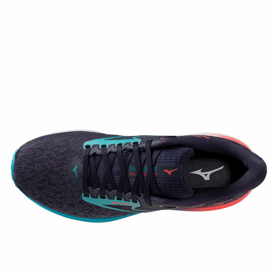 Mizuno Men's Wave Rider 29 Running Shoes in Odyssey Gray/Capri Breeze/Calypso Coral AW25 Mizuno reliable running shoes