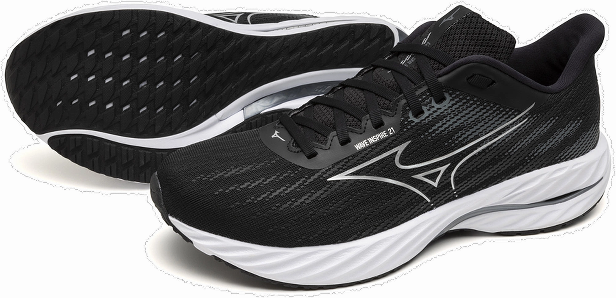 Mizuno Wave Inpsire 21 Mens Running Shoes - Black Performance Sneakers