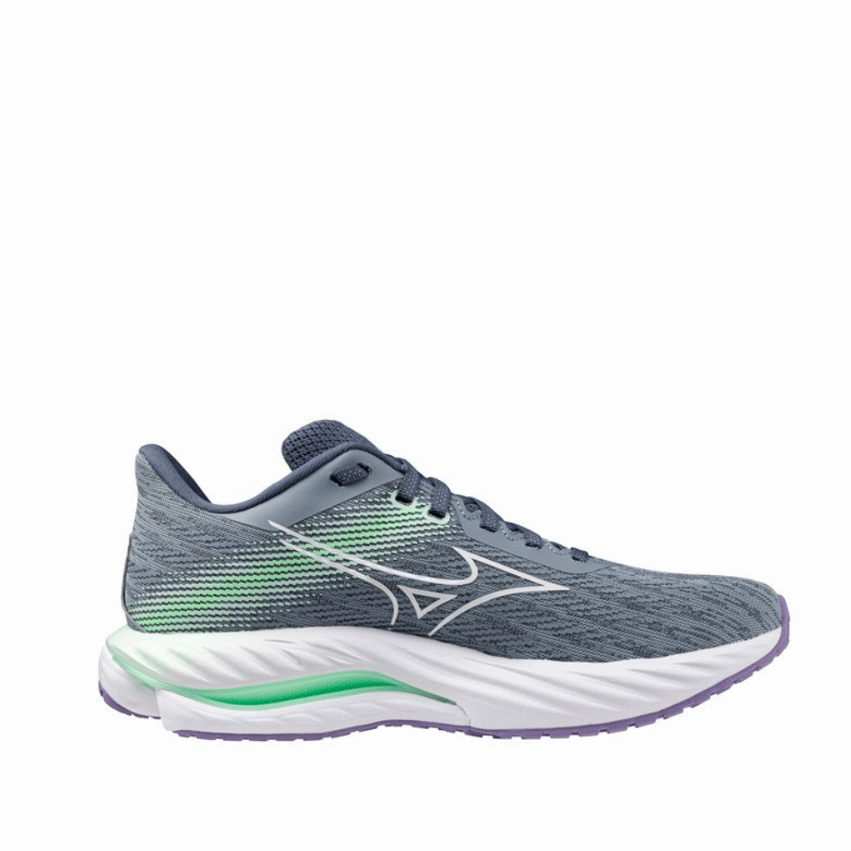 Mizuno Women's Wave Inspire 21 Running Shoes in Tradewinds/White/Neo Mint SS25 Mizuno durable running shoes for pavement
