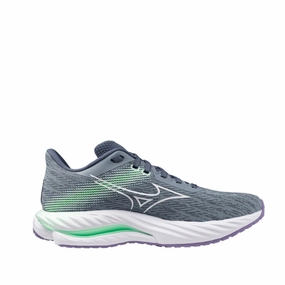 Mizuno Women's Wave Inspire 21 Running Shoes in Tradewinds/White/Neo Mint SS25 Mizuno durable running shoes for pavement