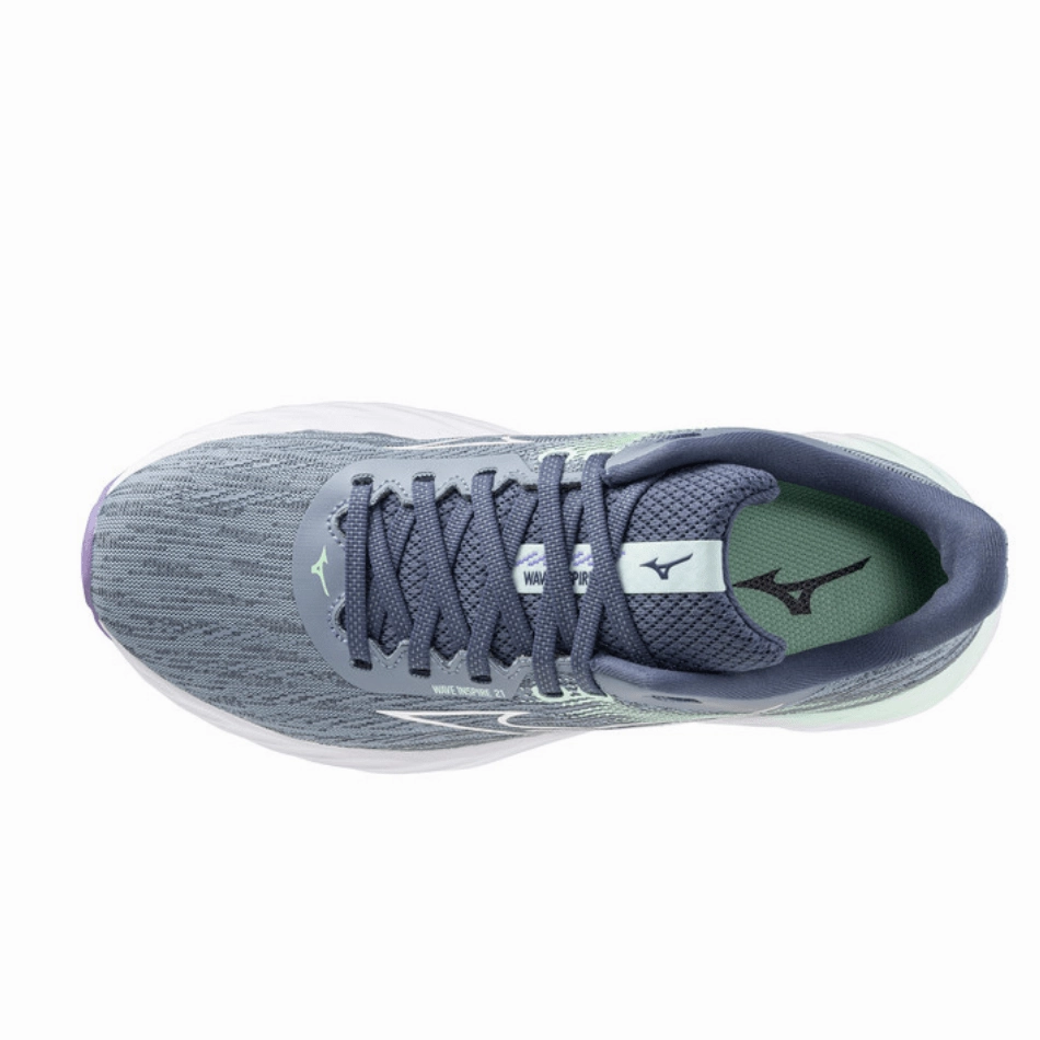 Mizuno Women's Wave Inspire 21 Running Shoes in Tradewinds/White/Neo Mint SS25 Mizuno reliable running shoes