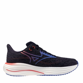 Mizuno Women's Wave Rider 29 Running Shoes in Odyssey Gray/Iris Bloom/Calypso Coral AW25 Mizuno durable running shoes for pavement