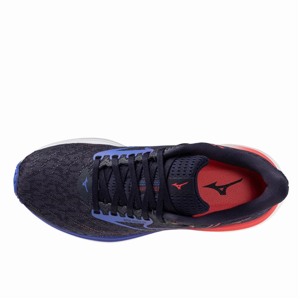 Mizuno Women's Wave Rider 29 Running Shoes in Odyssey Gray/Iris Bloom/Calypso Coral AW25 Mizuno reliable running shoes