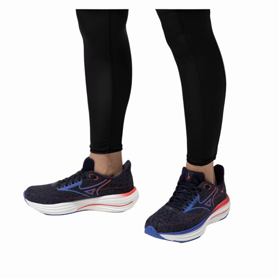 Mizuno Women's Wave Rider 29 Running Shoes in Odyssey Gray/Iris Bloom/Calypso Coral AW25 Mizuno reliable running shoes